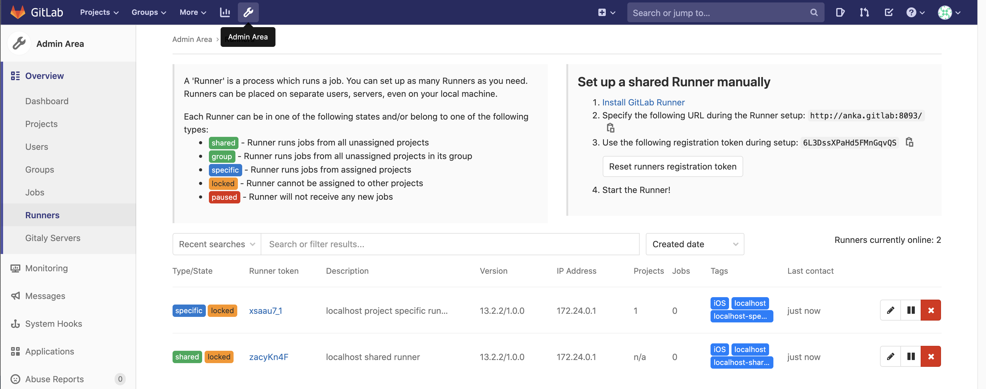 gitlab runner attached